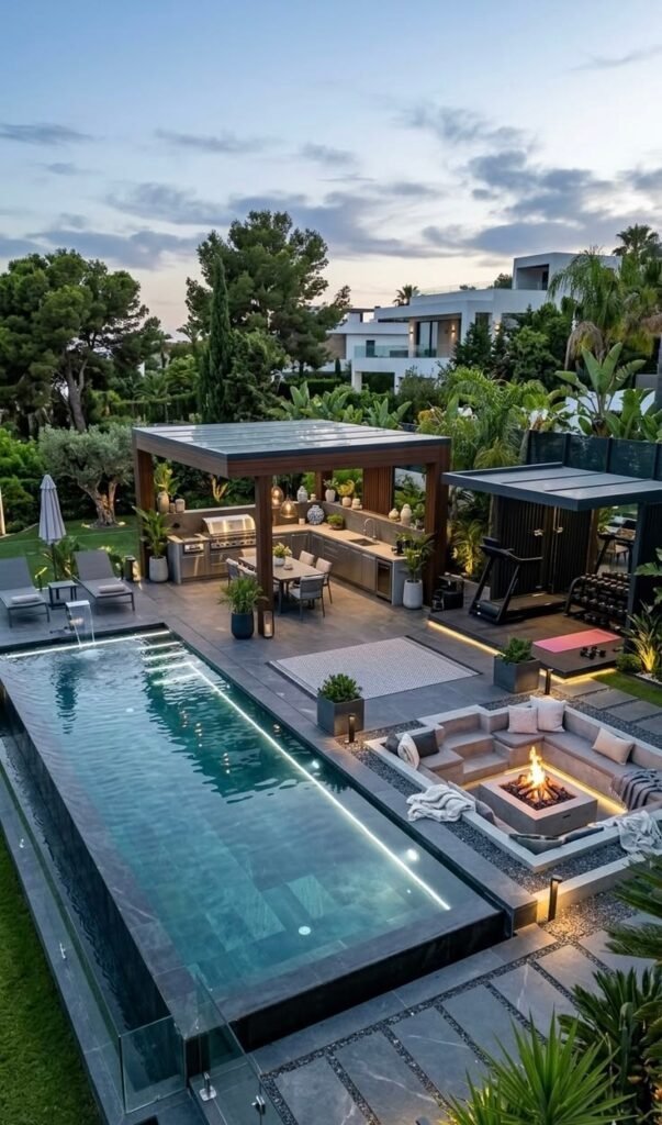 area de lazer com piscina e area gourmet integrada